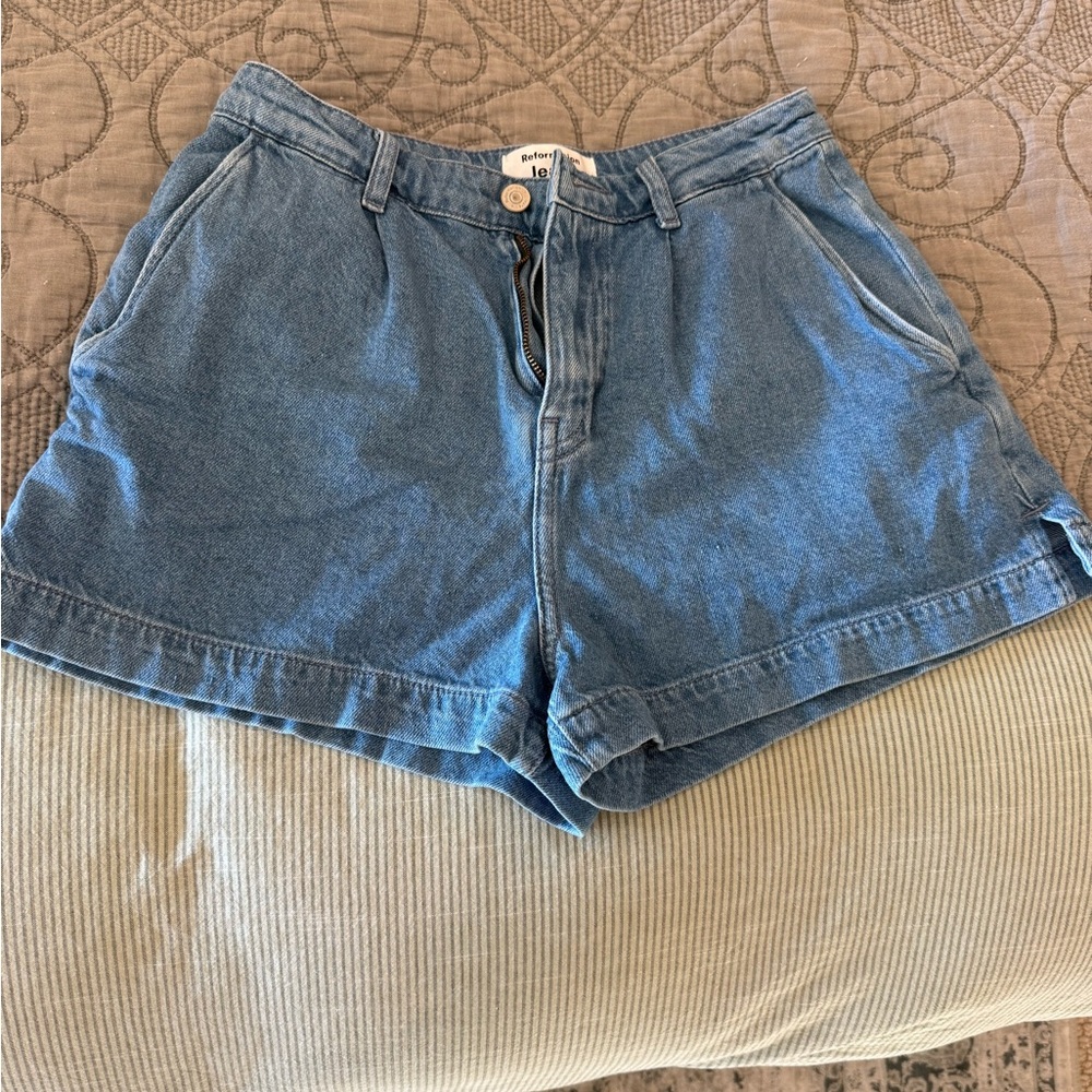 Reformation Classic Blue Jean Shorts